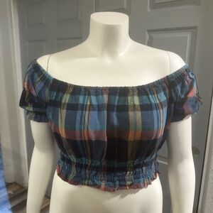 American Eagle Outfitters Multicolor Plaid Crop Top